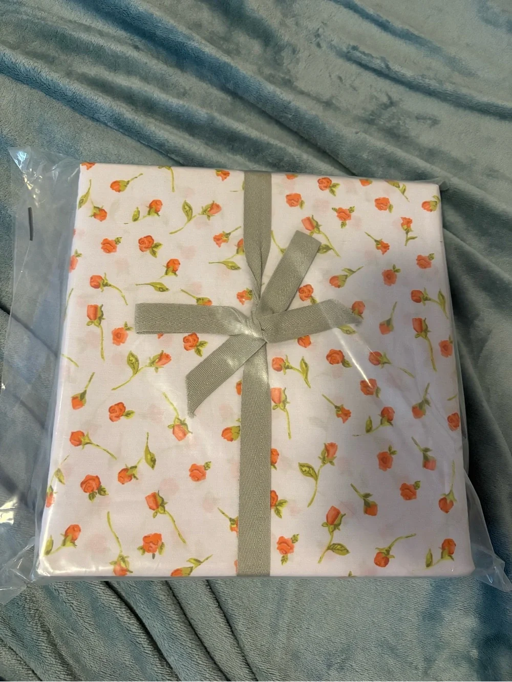 Urban Outfitters White Duvet Cover with Peachy Floral Print
